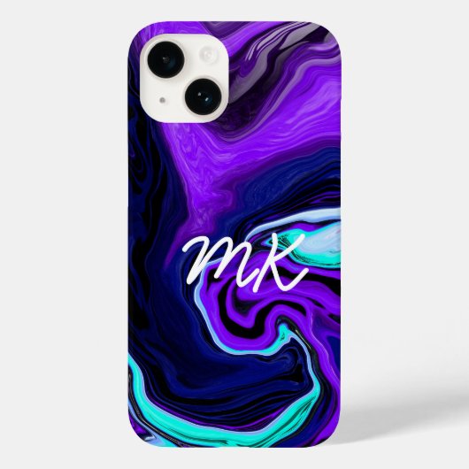 Paarse, blauwe en Blauwgroen Abstracte Fluid Art Case-Mate iPhone Case (Achterkant)