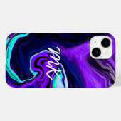 Paarse, blauwe en Blauwgroen Abstracte Fluid Art Case-Mate iPhone Case (Achterkant (horizontaal))