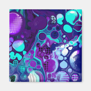 Paarse, blauwe en Blauwgroen Abstracte Fluid Art Magneet