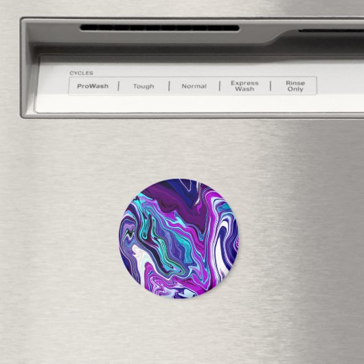 Paarse, blauwe en Blauwgroen Abstracte Fluid Art Magneet (Insitu (Vaatwasser))