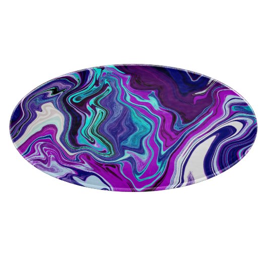 Paarse, blauwe en Blauwgroen Abstracte Fluid Art Snijplank (Hoek)