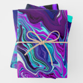 Paarse, blauwe en Blauwgroen Abstracte marmerkunst Inpakpapier Vel (In situ)