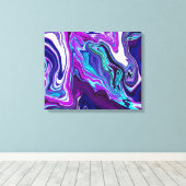 Paarse, blauwe en Blauwgroen Abstracte moderne kun Canvas Afdruk (Insitu (Houten vloer))