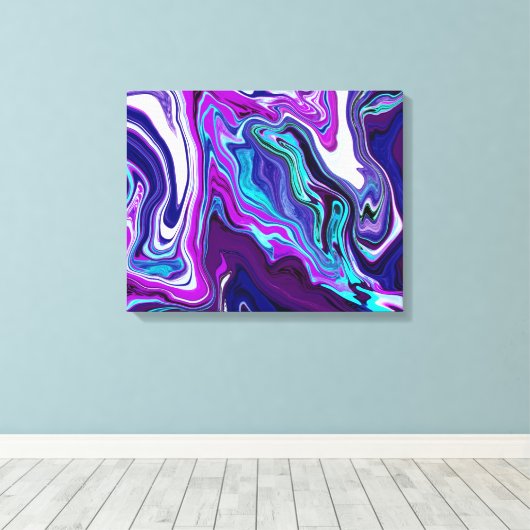 Paarse, blauwe en Blauwgroen Abstracte moderne kun Canvas Afdruk (Insitu (Houten vloer))