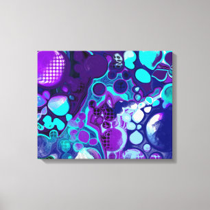 Paarse, blauwe en Blauwgroen Abstracte moderne kun Canvas Afdruk