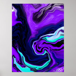 Paarse, blauwe en Blauwgroen Abstracte moderne kun Poster