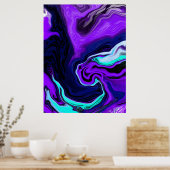 Paarse, blauwe en Blauwgroen Abstracte moderne kun Poster (Keuken)