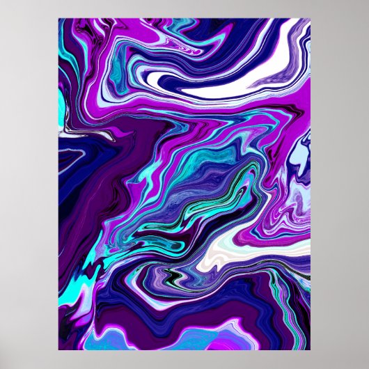 Paarse, blauwe en Blauwgroen Abstracte moderne kun Poster (Voorkant)