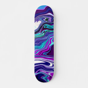 Paarse, blauwe en Blauwgroen Abstracte moderne kun Skateboard