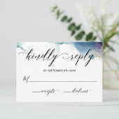 Paarse, Blauwe en Blauwgroen Waterverf Bruiloft RS RSVP Kaartje (Staand voorkant)