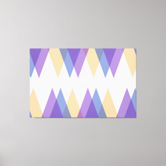 Paarse, blauwe en gele driehoeken canvas afdruk (Voorkant)