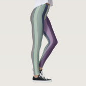 Paarse, Blauwe en Groene Abstracte Strepen Leggings (Rechts)