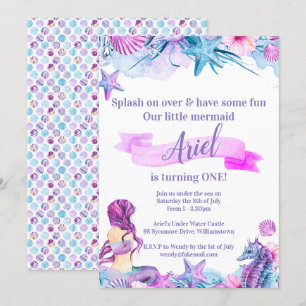 Paarse, blauwe en roze uitnodiging voor een bevall