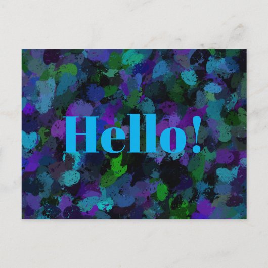 Paarse, Blauwe en Zwarte Abstract Briefkaart (Voorkant)