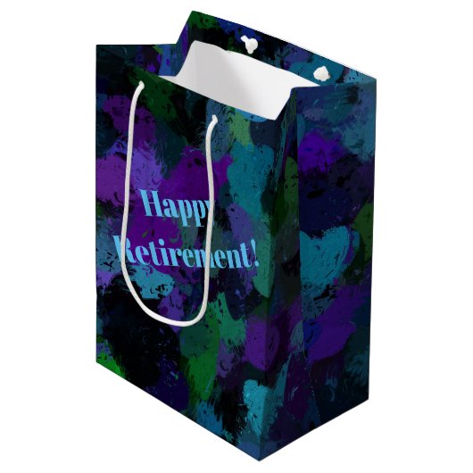 Paarse, Blauwe en Zwarte Abstract Medium Cadeauzakje (Voorkant Gekanteld)