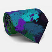 Paarse, Blauwe en Zwarte Abstract Stropdas (Opgerold)