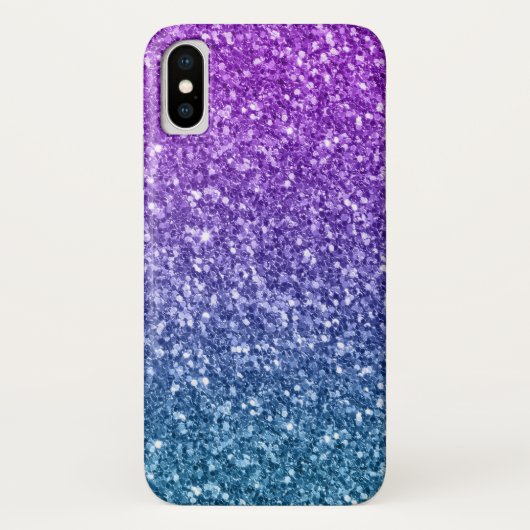 Paarse & Blauwe Faux Glitter Case-Mate iPhone Case (Achterkant)