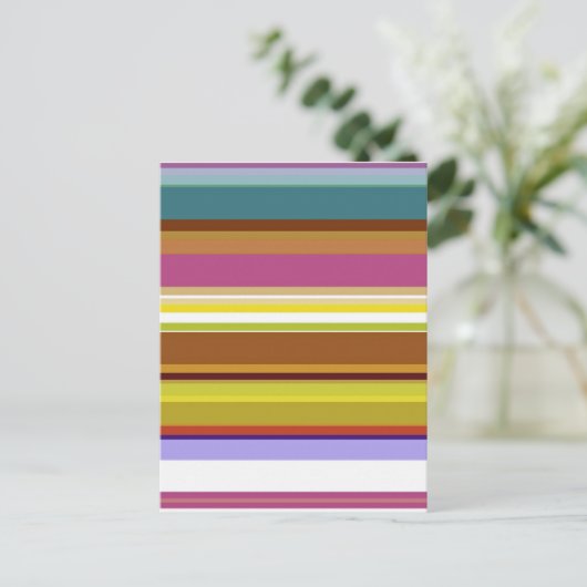 Paarse blauwe gele strips Retro Briefkaart (Staand voorkant)