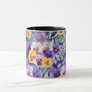 Paarse Blauwe Gele Viooltjes Bloemen Mok