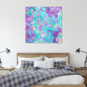 Paarse, blauwe, gouden en Blauwgroen zwenken Canvas Afdruk (Insitu (Slaapkamer))