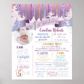 Paarse Blauwe Gouden Winter Mijn Verjaardag Stats Poster (Voorkant)