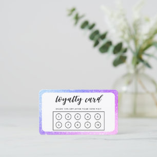 Paarse blauwe grens Faux Glitter Loyalty Kaart Visitekaartje
