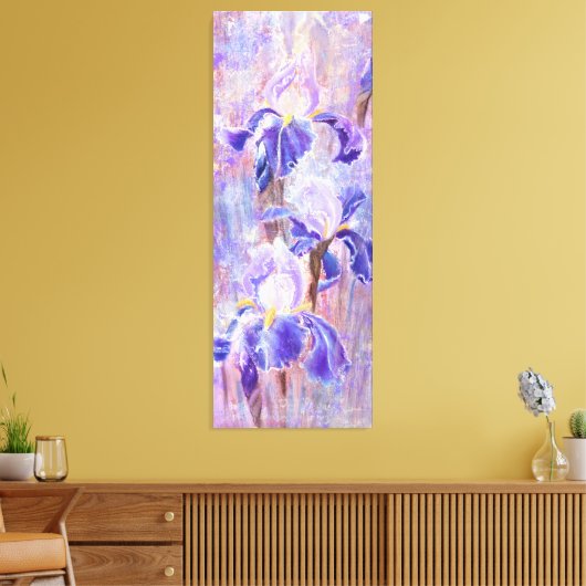 Paarse Blauwe Iris Bloemen Canvas Print - Schilder (Insitu (Woonkamer))