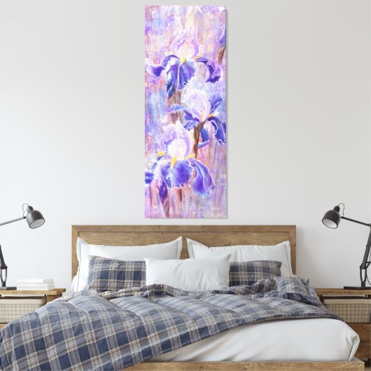 Paarse Blauwe Iris Bloemen Canvas Print - Schilder (Insitu (Slaapkamer))