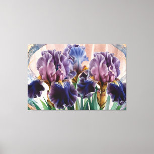*~* Paarse BLAUWE IRIS Irissen Bloemen TV2 Canvas Afdruk