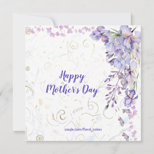 Paarse Blauwe Iris Schattigee Vlinder Moederdag Br Kaart (Achterkant)