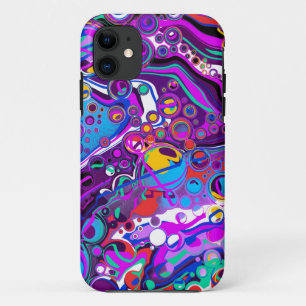 Paarse, blauwe, kleurrijke bubbels Abstract modern iPhone 11 Hoesje