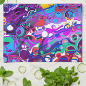 Paarse, blauwe, kleurrijke bubbels Abstract modern Theedoek (Gevouwen)