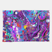 Paarse, blauwe, kleurrijke bubbels Abstract modern Theedoek (Horizontaal)