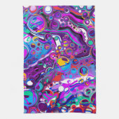 Paarse, blauwe, kleurrijke bubbels Abstract modern Theedoek (Verticaal)
