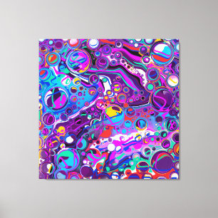Paarse, blauwe, kleurrijke marmervochtige kunst canvas afdruk