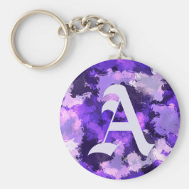 Paarse Blauwe & Koel Abstracte Vormen met Big Lett Sleutelhanger