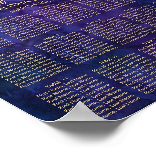 Paarse blauwe lampjes en een rondebruidskaart poster (Hoek)