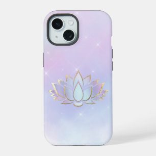 paarse blauwe lotus bloem ontwerp iPhone 15 hoesje
