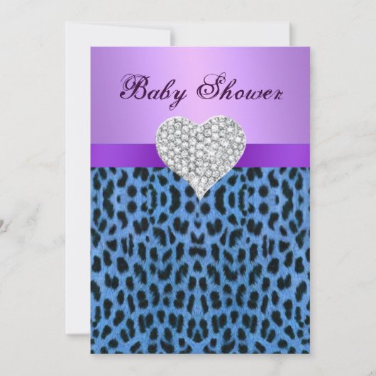 Paarse blauwe luipaard Baby shower van het hart ui Kaart (Voorkant)