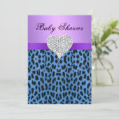 Paarse blauwe luipaard Baby shower van het hart ui Kaart (Staand voorkant)