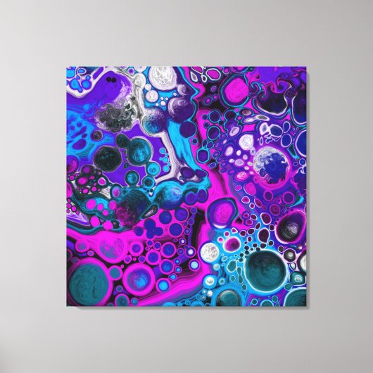 Paarse, blauwe, moderne, Abstracte, vochtige Art m Canvas Afdruk (Voorkant)