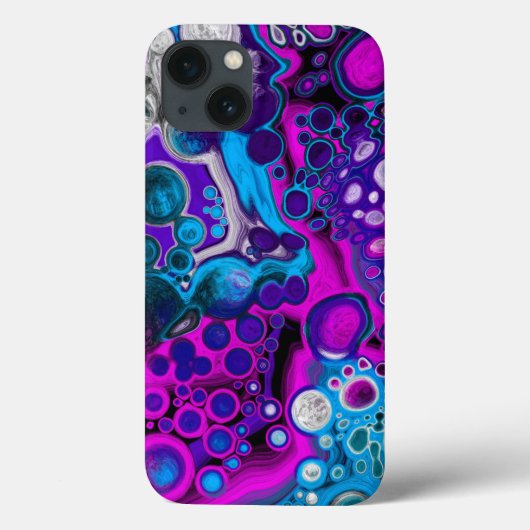 Paarse, blauwe, moderne, Abstracte, vochtige Art m Case-Mate iPhone Case (Achterkant)