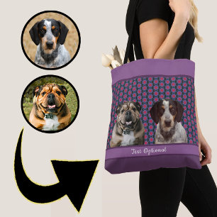Paarse Blauwe Moderne Foto Cadeau Hond Liefhebber  Draagtas