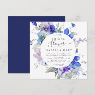Paarse Blauwe Navy Viola Spring Floral Vrijgezelle Kaart