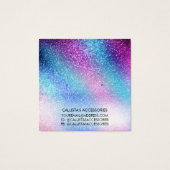 Paarse blauwe nevel Galaxy Glitter Earring Display Vierkante Visitekaartjes (Achterkant)