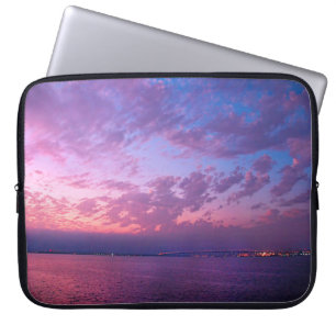 Paarse blauwe oceaan zonsondergang foto eenvoudig  laptop sleeve