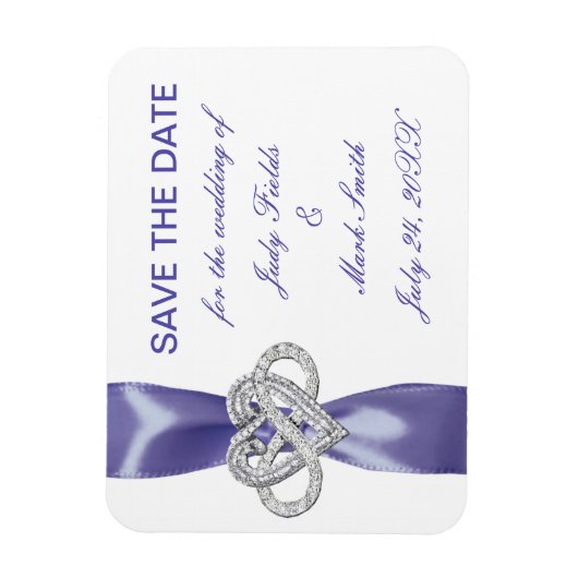 Paarse blauwe oneindigheid hart sparen de datum ma magneet (Verticaal)