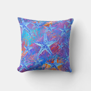 Paarse Blauwe Oranje Strand Schelpen Patroon Kussen