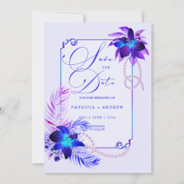 Paarse blauwe orchidee bruiloft Save the Date Invi Kaart