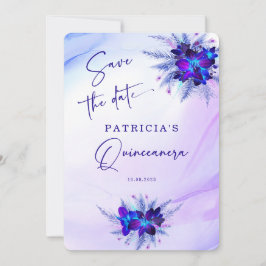 Paarse blauwe orchidee Quinceañera Sla de datum op Kaart